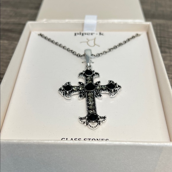 Piper K | Black & Silver Cross Necklace - Picture 4 of 9
